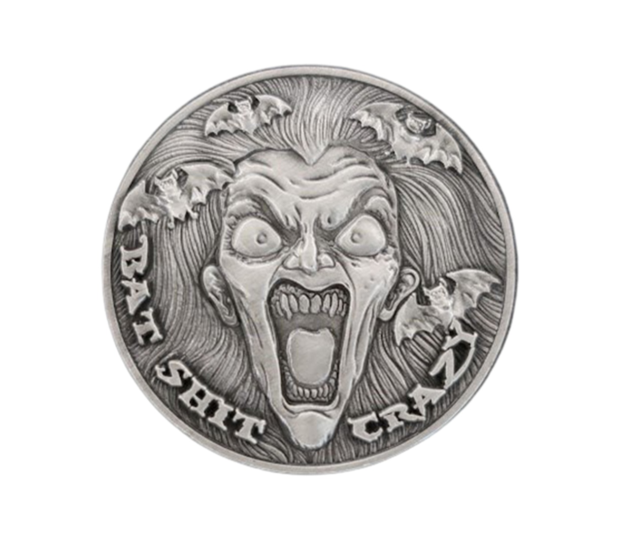 Bat Shit Crazy Coin showing the crazy side, the funniest gag gift from Mythical Mint.
